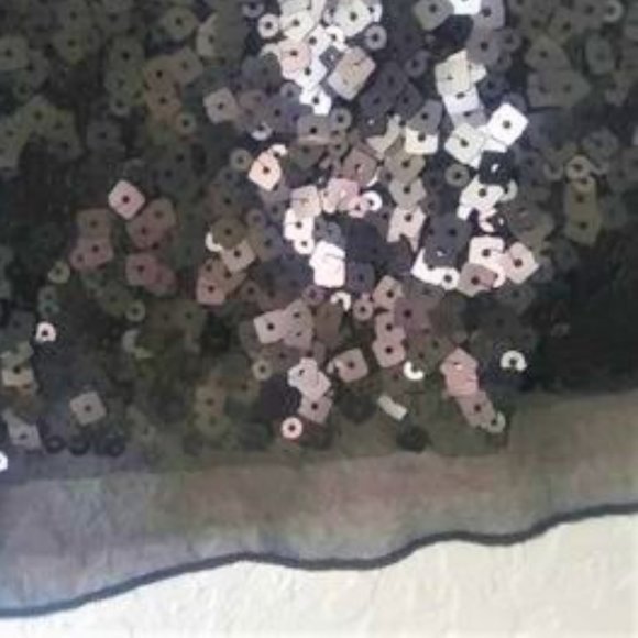 Forever 21 Black Square Sequin Sexy Ties in Back Semi-Transparent Top SZ M - Picture 3 of 7